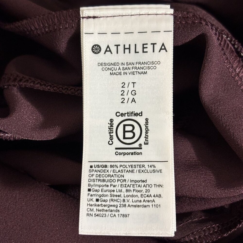 Athleta Endless Satin Side Stripe Spiced Cabernet Burgundy Pants Size 2 - Picture 12 of 14